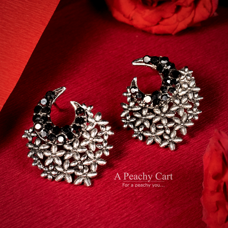 Floral Cascade Drops Oxidized Earrings