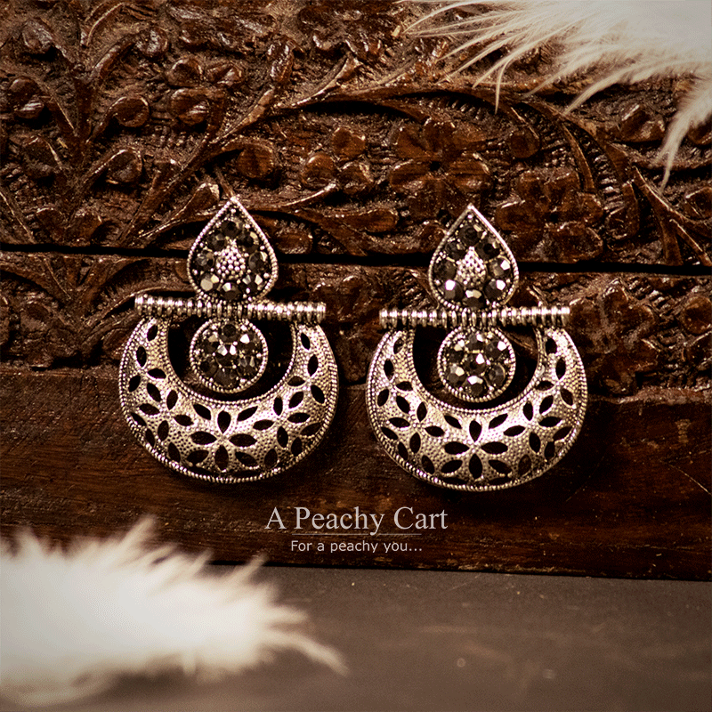 Gopika Petal Oxidized Dangles Earrings