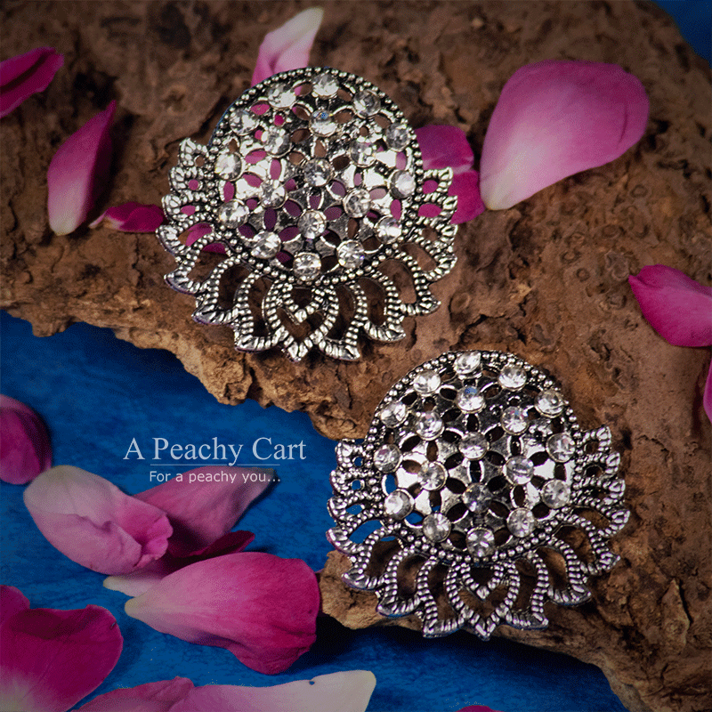 Lotus Bloom Oxidized Earrings