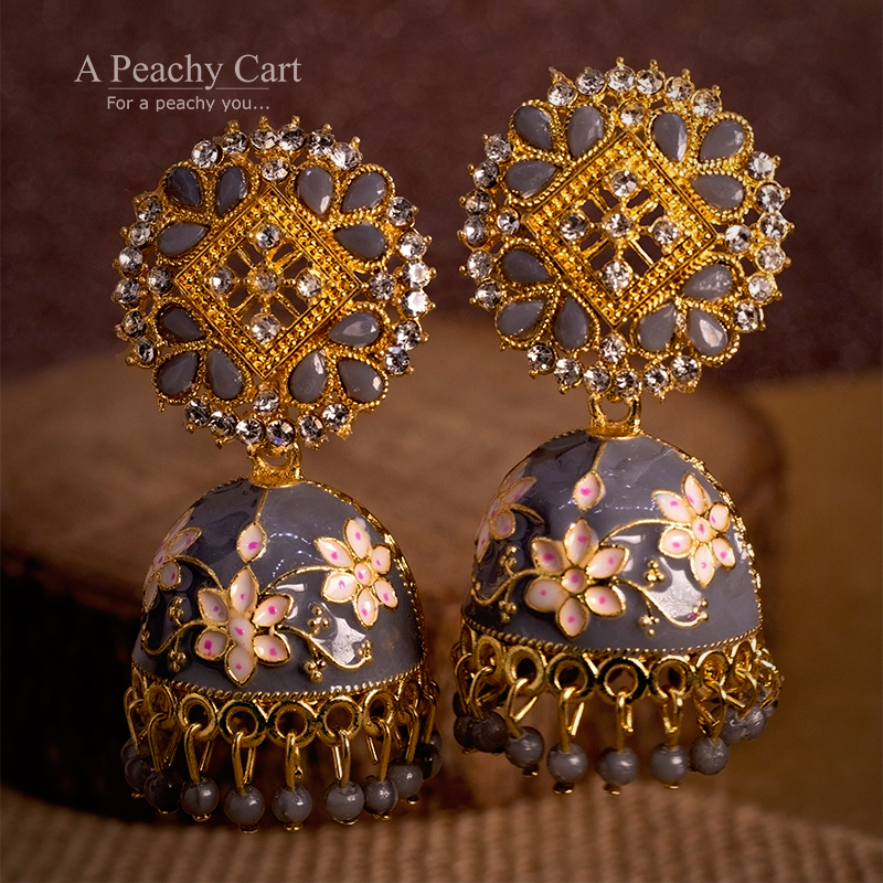 Lotus Grace Meenakari Jhumka