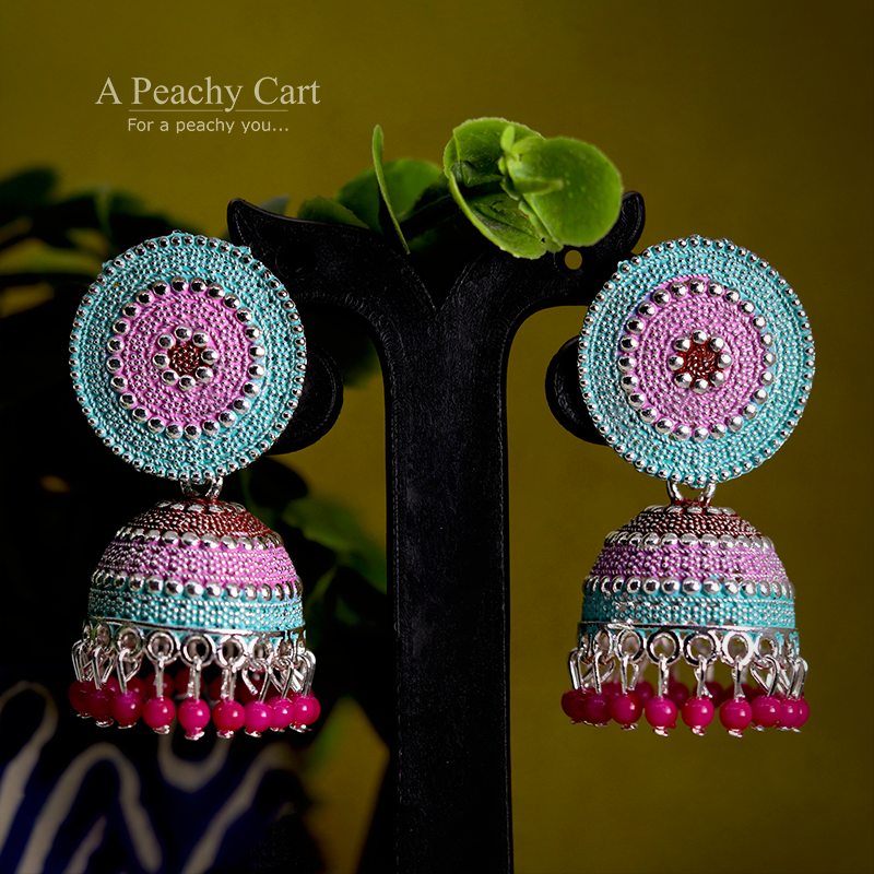 Pink Sky Jhumka Earrings