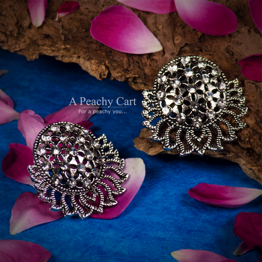 Lotus Bloom Oxidized Earrings