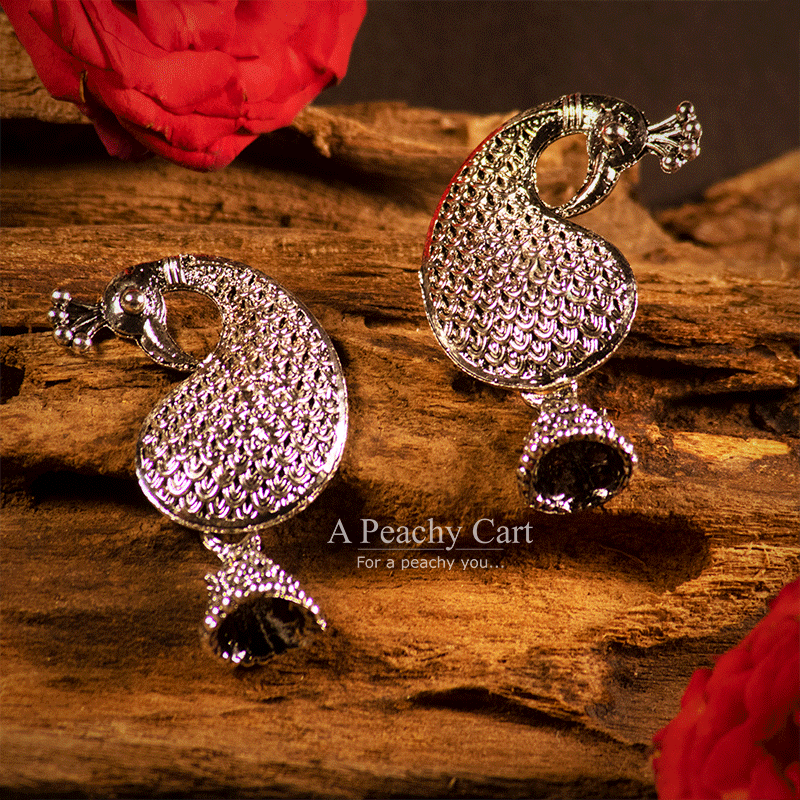 Morni Jhumki Oxidized Earrings